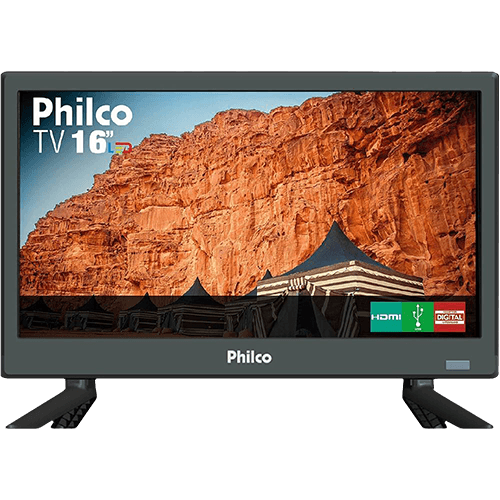 Tamanhos, Medidas e Dimensões do produto TV LED 16" Philco HD PTV16S86D com Conversor Digital 2 HDMI 1 USB 60Hz