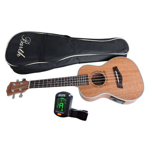 Tamanhos, Medidas e Dimensões do produto Ukulele Concert Barth Guitars Eletrico + Capa Bag + Afinador Aroma Mod. AT-01A