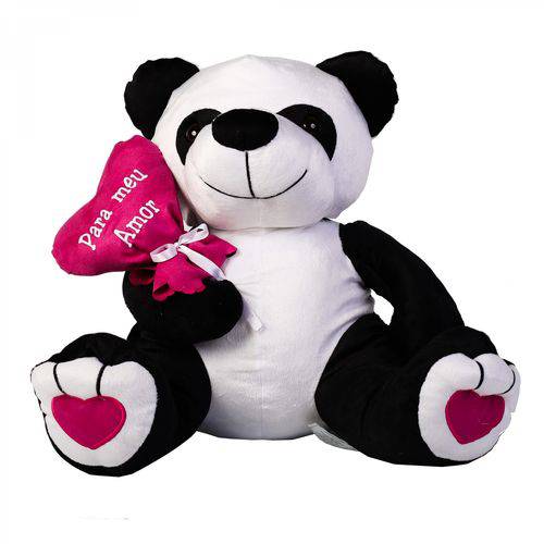 Tamanhos, Medidas e Dimensões do produto Urso de Pelúcia Panda com Coração "Para Meu Amor" 46 Cm