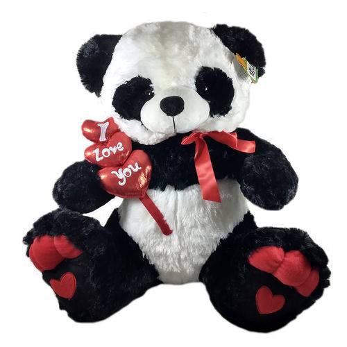 Tamanhos, Medidas e Dimensões do produto Urso Panda de Pelúcia Grande 51cm com Trio de Almofada Coração