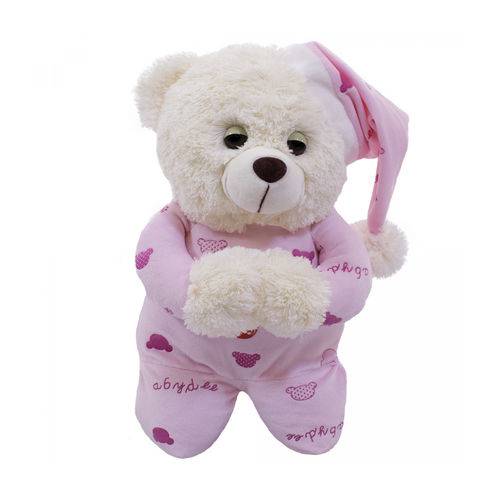 Tamanhos, Medidas e Dimensões do produto Urso Pijama Rosa Reza 30cm - Pelúcia