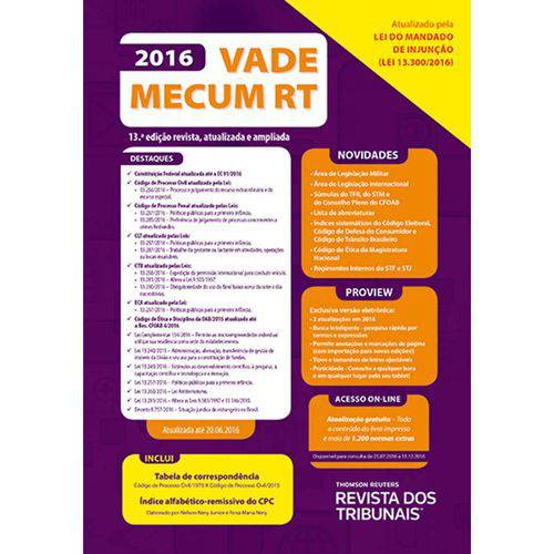 Tamanhos, Medidas e Dimensões do produto Vade Mecum Rt 2016 - Rt - 13 Ed