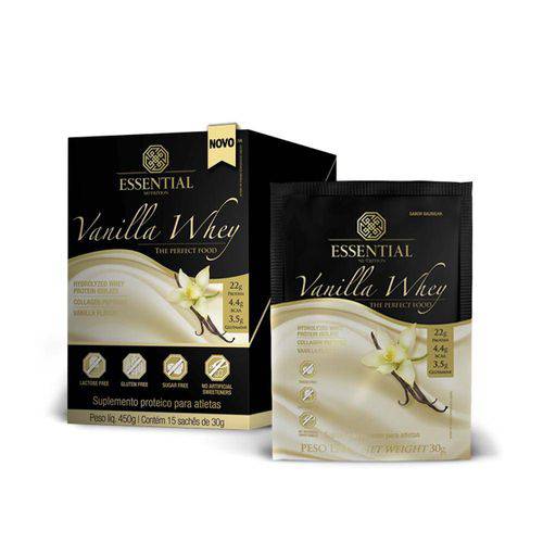 Tamanhos, Medidas e Dimensões do produto Vanilla Whey - 15 Sachês (30g Cada) - Essential Nutrition