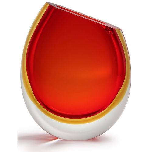 Tamanhos, Medidas e Dimensões do produto Vaso 210 MS Bicolor Vermelho com Âmbar - Murano - Cristais Cadoro