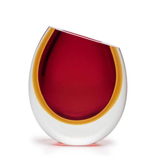 Tamanhos, Medidas e Dimensões do produto Vaso 96 MS Bicolor Vermelho com Âmbar - Murano - Cristais Cadoro