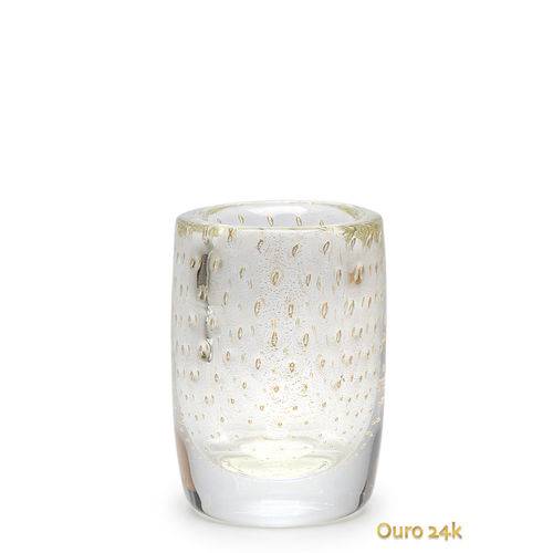Tamanhos, Medidas e Dimensões do produto Vaso Cilíndrico Nº 3 Tela Transparente com Ouro - Murano - Cristais Cadoro