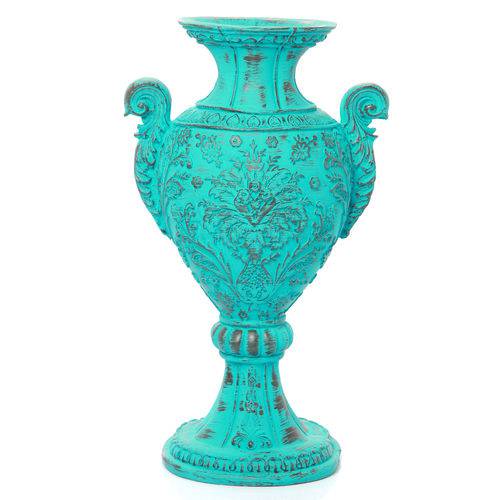 Tamanhos, Medidas e Dimensões do produto Vaso com Alça Azul Provençal em Resina - Arte Retrô 38x23