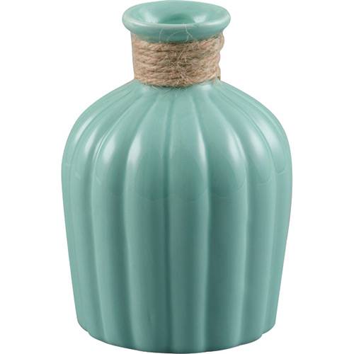 Tamanhos, Medidas e Dimensões do produto Vaso de Cerâmica com Acabamento em Vidro Celo Verde Claro 11x11x15cm - Prestige