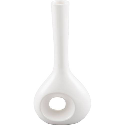 Tamanhos, Medidas e Dimensões do produto Vaso de Cerâmica com Acabamento em Vidro Foccus Branco 12x6x26cm - Prestige
