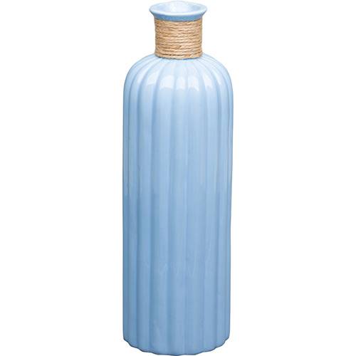 Tamanhos, Medidas e Dimensões do produto Vaso de Cerâmica com Acabamento em Vidro Marrocos Azul 12x12x38,5cm - Prestige