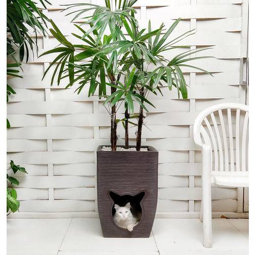 Tamanhos, Medidas e Dimensões do produto Vaso de Planta com Casa Caminha de Gato Cachorro Pet Cat Cave 60x40