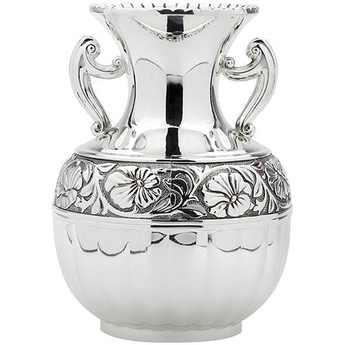 Tamanhos, Medidas e Dimensões do produto Vaso de Zinco Prata Antiga com Alça Prestige Cinza 18cm - Rojemac
