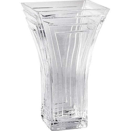 Tamanhos, Medidas e Dimensões do produto Vaso Decorativo Cascade Rojemac Cristal Bohemia Transparente 25,5x15,5x15,5cm