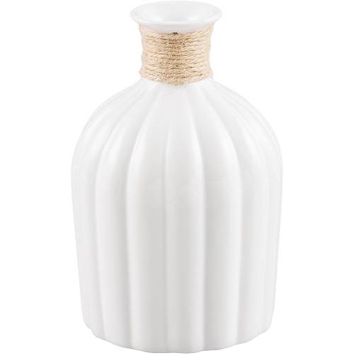 Tamanhos, Medidas e Dimensões do produto Vaso Decorativo Cerâmica/Vidro Lines Branco Prestige - 14x14x21cm