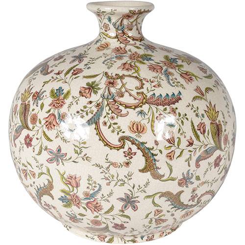 Tamanhos, Medidas e Dimensões do produto Vaso Decorativo em Cerâmica BTC Floral - (30x25x25cm)