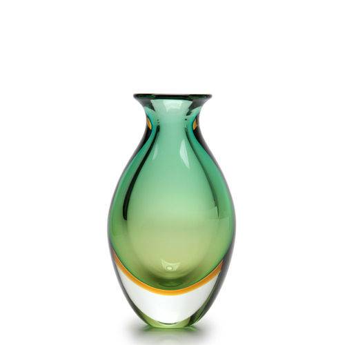 Tamanhos, Medidas e Dimensões do produto Vaso Gota Nº 3 Bicolor Verde com Âmbar - Murano - Cristais Cadoro