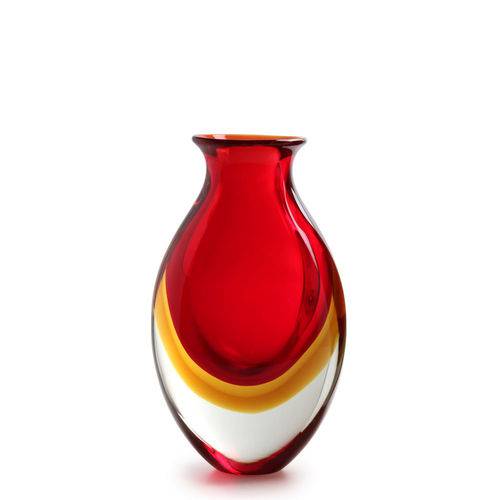 Tamanhos, Medidas e Dimensões do produto Vaso Gota Nº 3 Bicolor Vermelho com Âmbar - Murano - Cristais Cadoro