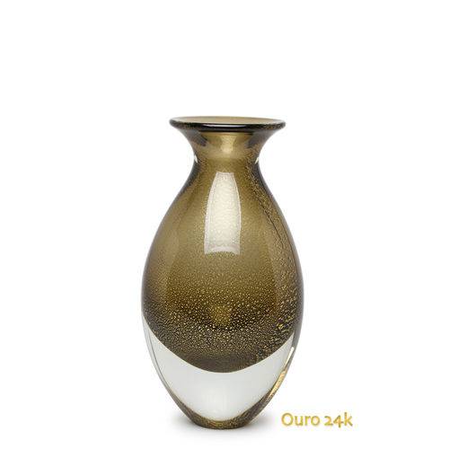 Tamanhos, Medidas e Dimensões do produto Vaso Gota Nº 3 Fumê com Ouro - Murano - Cristais Cadoro