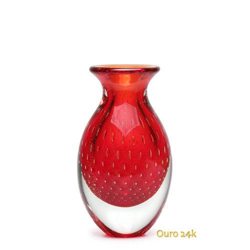 Tamanhos, Medidas e Dimensões do produto Vaso Gota Nº 3 Tela Vermelho com Ouro - Murano - Cristais Cadoro