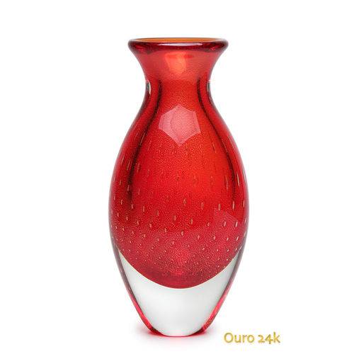 Tamanhos, Medidas e Dimensões do produto Vaso Gota Nº 2 Tela Vermelho com Ouro - Murano - Cristais Cadoro