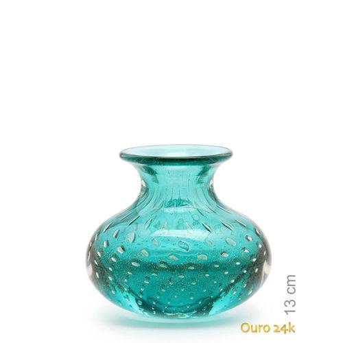 Tamanhos, Medidas e Dimensões do produto Vaso Mini Nº 4 Tela Verde com Ouro - Murano - Cristais Cadoro