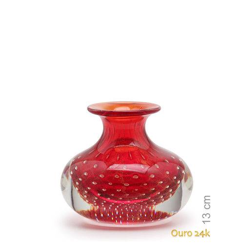 Tamanhos, Medidas e Dimensões do produto Vaso Mini Nº 4 Tela Vermelho com Ouro - Murano - Cristais Cadoro