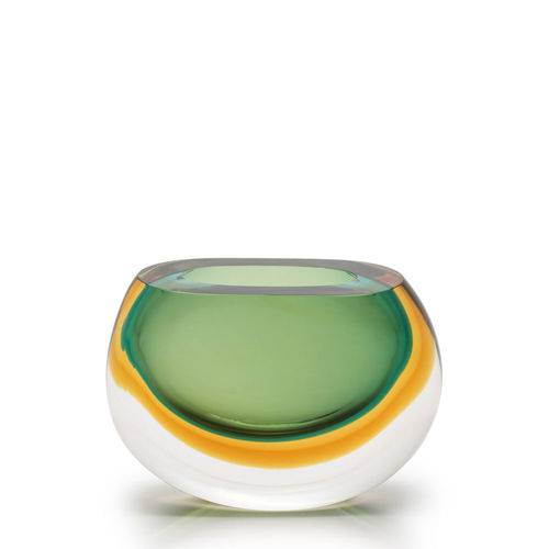 Tamanhos, Medidas e Dimensões do produto Vaso Mini Nº 92 Bicolor Verde com Âmbar - Murano - Cristais Cadoro