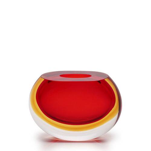 Tamanhos, Medidas e Dimensões do produto Vaso Mini Nº 92 Bicolor Vermelho com Âmbar - Murano - Cristais Cadoro