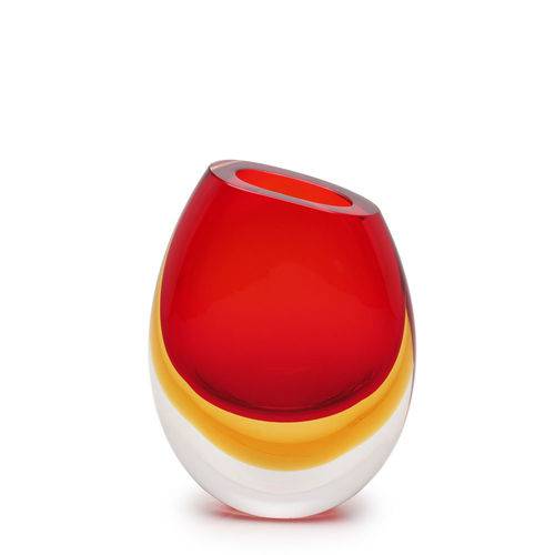 Tamanhos, Medidas e Dimensões do produto Vaso Mini Nº 96 Bicolor Vermelho com Âmbar - Murano - Cristais Cadoro