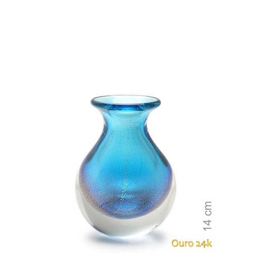 Tamanhos, Medidas e Dimensões do produto Vaso Mini Nº 3 Água-marinha com Ouro - Murano - Cristais Cadoro