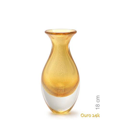Tamanhos, Medidas e Dimensões do produto Vaso Mini Nº 2 Âmbar com Ouro - Murano - Cristais Cadoro