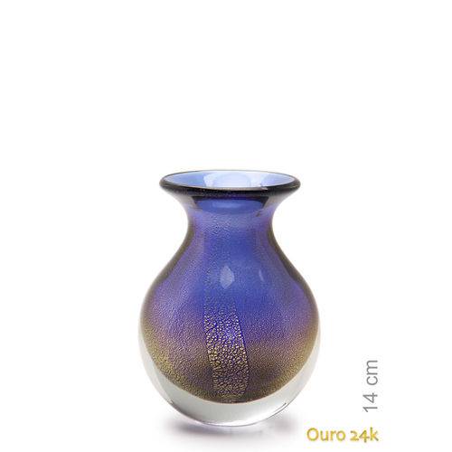 Tamanhos, Medidas e Dimensões do produto Vaso Mini Nº 3 Azul com Ouro - Murano - Cristais Cadoro