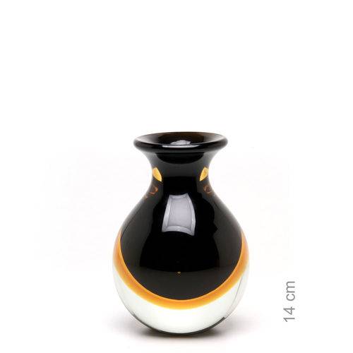 Tamanhos, Medidas e Dimensões do produto Vaso Mini Nº 3 Bicolor Preto com Âmbar - Murano - Cristais Cadoro