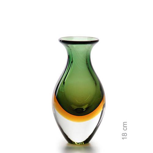 Tamanhos, Medidas e Dimensões do produto Vaso Mini Nº 2 Bicolor Verde com Âmbar - Murano - Cristais Cadoro