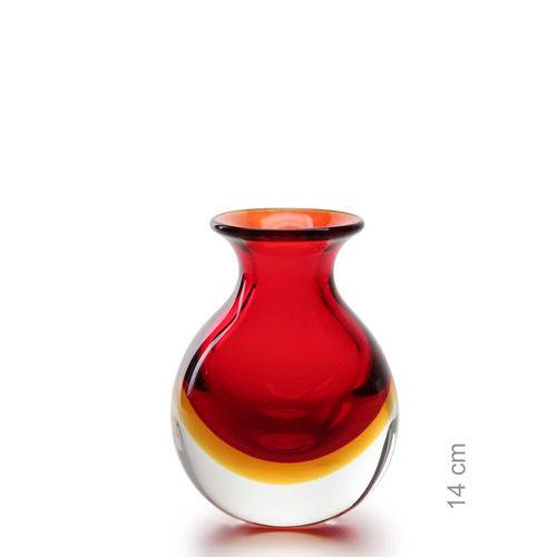 Tamanhos, Medidas e Dimensões do produto Vaso Mini Nº 3 Bicolor Vermelho com Âmbar - Murano - Cristais Cadoro