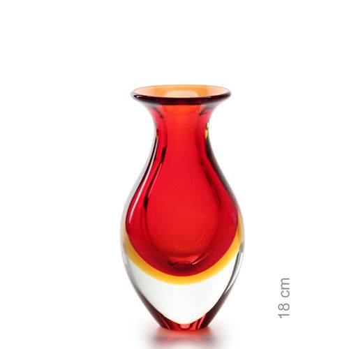 Tamanhos, Medidas e Dimensões do produto Vaso Mini Nº 2 Bicolor Vermelho com Âmbar - Murano - Cristais Cadoro