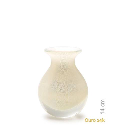 Tamanhos, Medidas e Dimensões do produto Vaso Mini Nº 3 Branco com Ouro - Murano - Cristais Cadoro