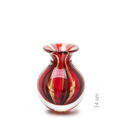 Tamanhos, Medidas e Dimensões do produto Vaso Mini Nº 3 com Bastões Vermelho, Roxo e Âmbar - Murano - Cristais Cadoro