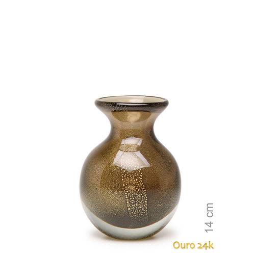Tamanhos, Medidas e Dimensões do produto Vaso Mini Nº 3 Fumê com Ouro - Murano - Cristais Cadoro
