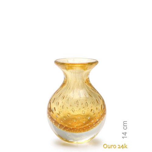 Tamanhos, Medidas e Dimensões do produto Vaso Mini Nº 3 Tela Âmbar com Ouro - Murano - Cristais Cadoro