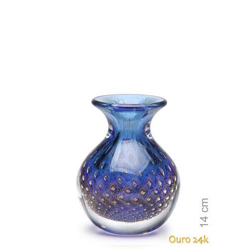 Tamanhos, Medidas e Dimensões do produto Vaso Mini Nº 3 Tela Azul com Ouro - Murano - Cristais Cadoro