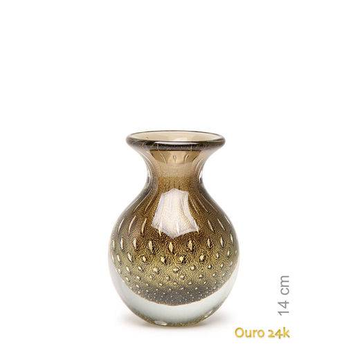 Tamanhos, Medidas e Dimensões do produto Vaso Mini Nº 3 Tela Fumê com Ouro - Murano - Cristais Cadoro