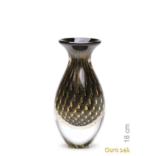 Tamanhos, Medidas e Dimensões do produto Vaso Mini Nº 2 Tela Preto com Ouro - Murano - Cristais Cadoro