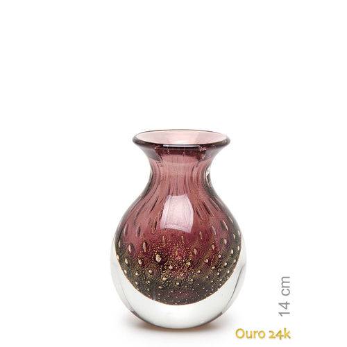Tamanhos, Medidas e Dimensões do produto Vaso Mini Nº 3 Tela Roxo com Ouro - Murano - Cristais Cadoro
