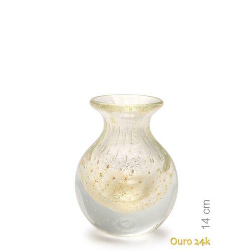 Tamanhos, Medidas e Dimensões do produto Vaso Mini Nº 3 Tela Transparente com Ouro - Murano - Cristais Cadoro