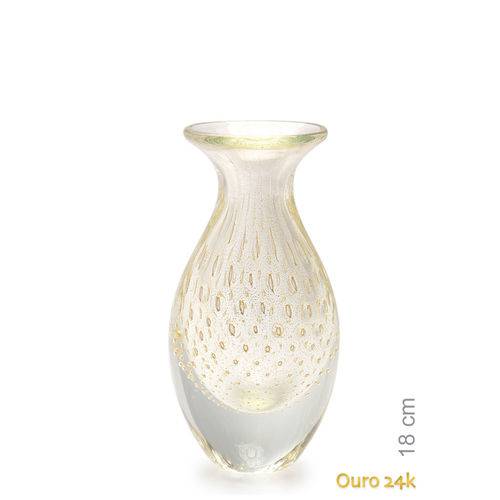 Tamanhos, Medidas e Dimensões do produto Vaso Mini Nº 2 Tela Transparente com Ouro - Murano - Cristais Cadoro