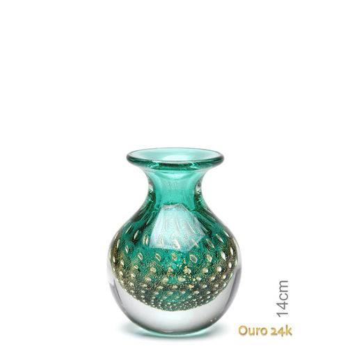 Tamanhos, Medidas e Dimensões do produto Vaso Mini Nº 3 Tela Verde com Ouro - Murano - Cristais Cadoro