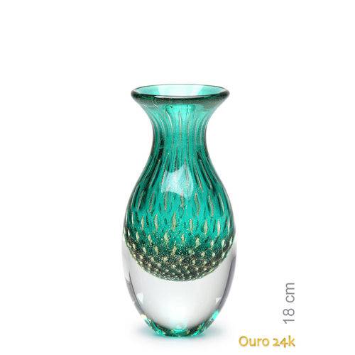 Tamanhos, Medidas e Dimensões do produto Vaso Mini Nº 2 Tela Verde com Ouro - Murano - Cristais Cadoro
