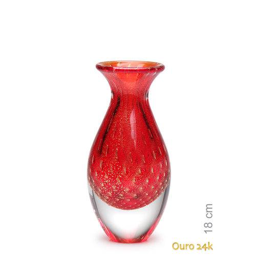 Tamanhos, Medidas e Dimensões do produto Vaso Mini Nº 2 Tela Vermelho com Ouro - Murano - Cristais Cadoro