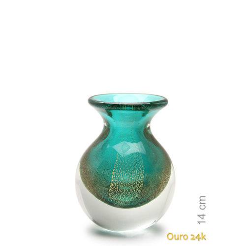 Tamanhos, Medidas e Dimensões do produto Vaso Mini Nº 3 Verde com Ouro - Murano - Cristais Cadoro